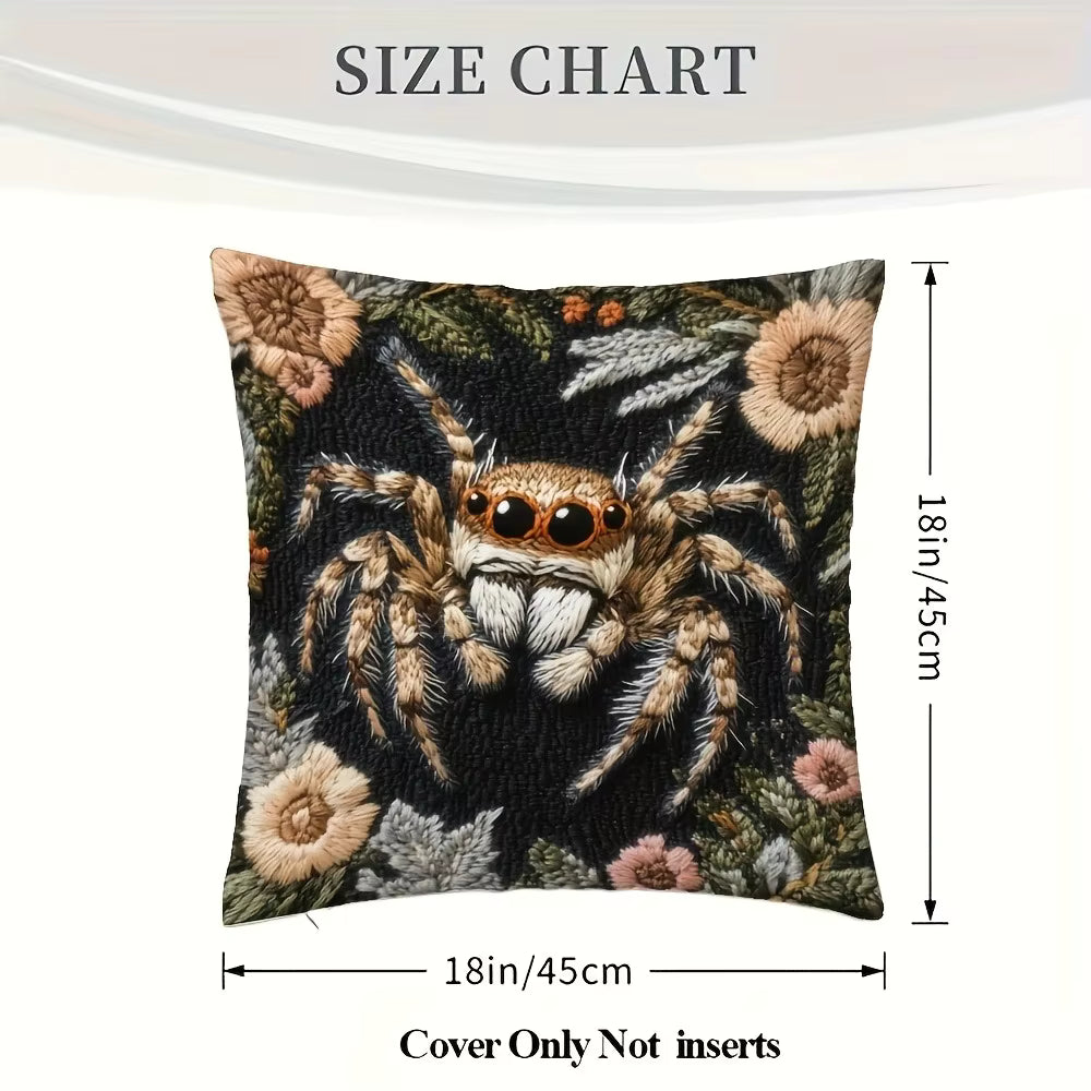 Spider Floral Pillow Cover – Halloween Decor