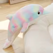 50cm/19.68in Cute Colorful Dolphin Plush Toy Soft Cartoon Model Throw