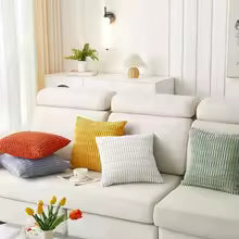 Soft Corduroy Stripe Pillow Cover 40x40CM – Farmhouse Boho Sofa Decor