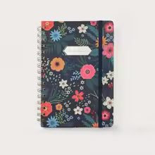 Cute Floral Spiral Notebook – Hardcover Women’s Diary 5.5 x 8.3 Inch