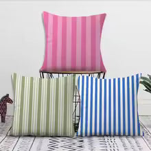 Pink Striped Decorative Throw Pillow Cover for Sofa