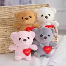 Cute Heart Bear Plush Keychain