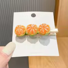 Orange Hair Clips Cute Hairpins Girls Kids Funny Barrette Fruit Cartoon Creativity Hairpin Headband Summer Hair Accessories