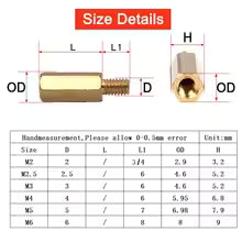 M2 M2.5 M3 M4 M5 M6 M8 Hex Brass Standoff Board Rack Stud Hexagon