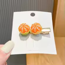 Orange Hair Clips Cute Hairpins Girls Kids Funny Barrette Fruit Cartoon Creativity Hairpin Headband Summer Hair Accessories