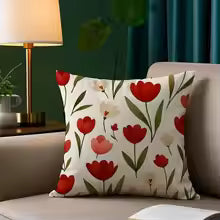 Romantic Flowers Short Plush Throw Pillow Cover