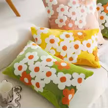 Embroidered Flower Pillow Cover – 45x45 / 30x50CM Sofa Cushion