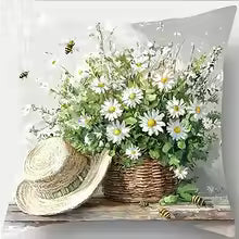 1/4pcs Floral Printed Pillowcases with Charming Scenes Sofa cushion cover