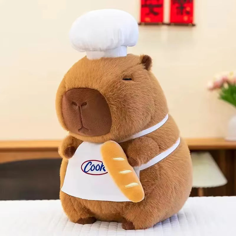 30cm Chef Capybara Plush Toy, Cute Soft Stuffed Animal