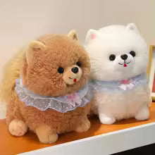 Realistic Pomeranian Plush Toy, Soft Stuffed Puppy