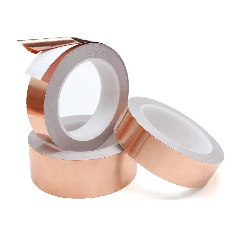 20M Conductive Copper Foil Tape Adhesive Single Double Sided EMI Shielding Tape 5–50mm