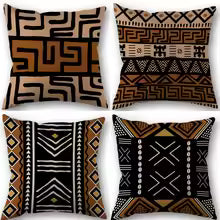 Bohemian Geometric Pattern Linen Throw Pillow Cover 45x45cm