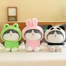 22/40cm Cartoon Cat Plush Toy, Hooded Stuffed Animal
