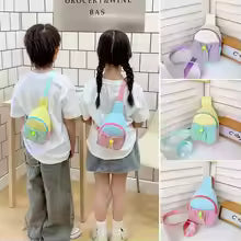 Cute Nylon Kids Chest Bag Stitching Color Lightweight Shoulder Bag Crossbody Bag Outdoor