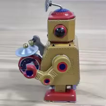 Metal Tin Reversing Walking Drumming Robot Toy