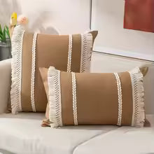 Bohemian Knitted Tassel Throw Pillow Cover