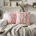 Bunny Bow Daisy Fluffy Throw Pillow Cover 18x18