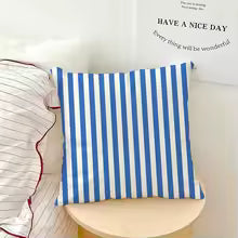 Pink Striped Decorative Throw Pillow Cover for Sofa