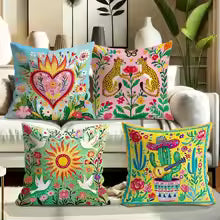Home Decor Colorful Floral & Animal Pattern Pillow Covers Pattern Cushion