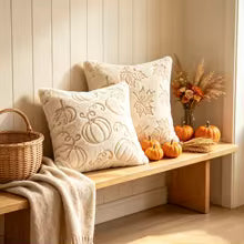 Fall Pumpkin Maple Leaf Pillow Covers – Soft Plush Autumn Decor