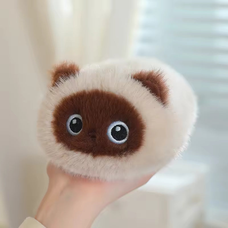 20cm Cute Cat Plush Toy Black Cat Siamese Kitten Calico Cat Plush Doll Decompression Round Cat Stuffed Toy Kid Birthyday Gift