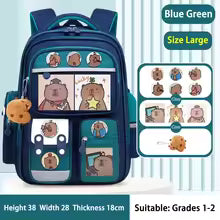 Capybara School Backpack, Waterproof Kids Backpack, Large Capacity Student Book Bag
