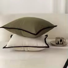 French Medieval Green Pillow Cover – Retro Black Border Sofa Decor
