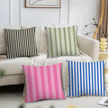 Pink Striped Decorative Throw Pillow Cover for Sofa