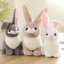 25/40CM Simulation Cute White Gray Khaki Plush Rabbit Fur Realistic