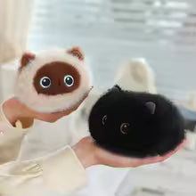 20cm Cute Cat Plush Toy Black Cat Siamese Kitten Calico Cat Plush Doll Decompression Round Cat Stuffed Toy Kid Birthyday Gift