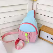 Cute Nylon Kids Chest Bag Stitching Color Lightweight Shoulder Bag Crossbody Bag Outdoor