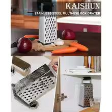Stainless Steel 4-Sided Cheese Grater – Multifunctional Vegetable Slicer & Garlic Mincer