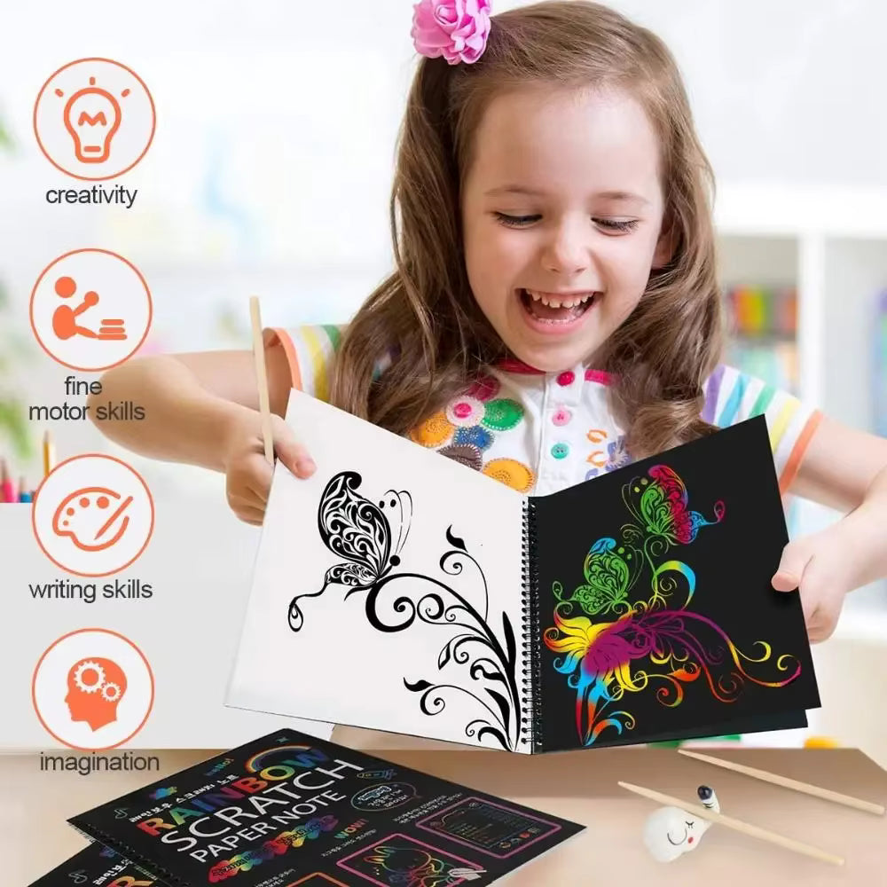 Rainbow Scratch Art Paper Set for Kids