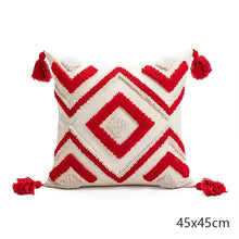 Bohemian Geometric Embroidered Tassel Pillow Cover