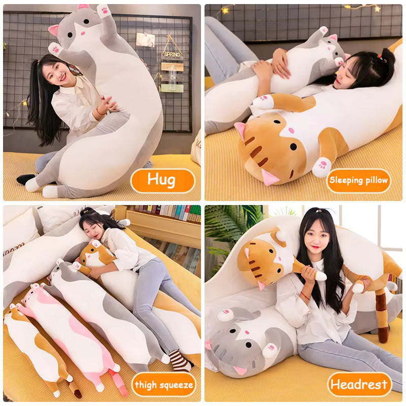 Long Cat Plush Pillow – Soft Stuffed Animal
