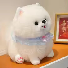 Realistic Pomeranian Plush Toy, Soft Stuffed Puppy