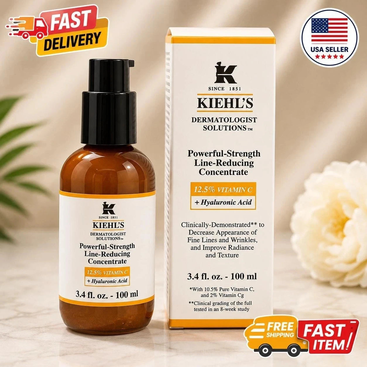 KIEHL'S Powerful Strength Line Reducing Concentrate Hyaluronic 3.4 oz